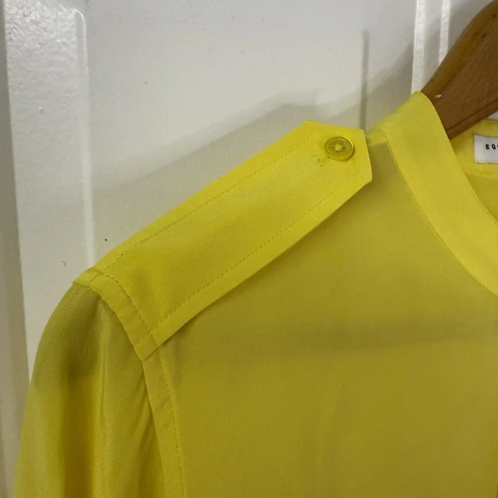 EQUIPMENT Women's Slim Signature‎ Silk Blouse in Yellow 2 Pockets $258 Size S